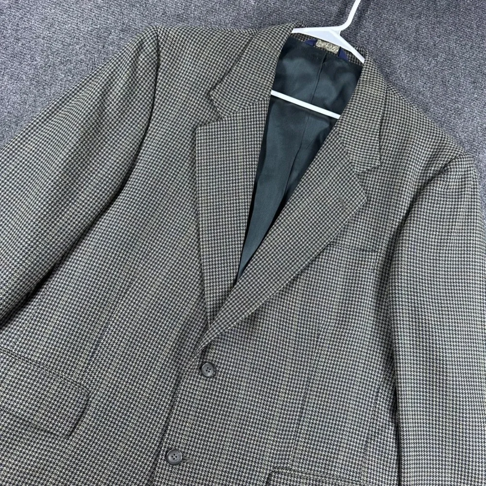 Jos. A. Bank Blazer Mens 44R 44 Regular Brown Houndstooth Wool Sport Coat Jacket
